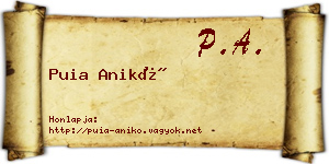 Puia Anikó névjegykártya